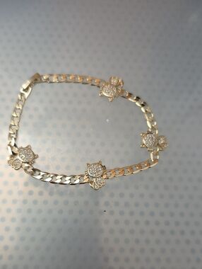 14k Gold Plated Cat Charm Chain Bracelet